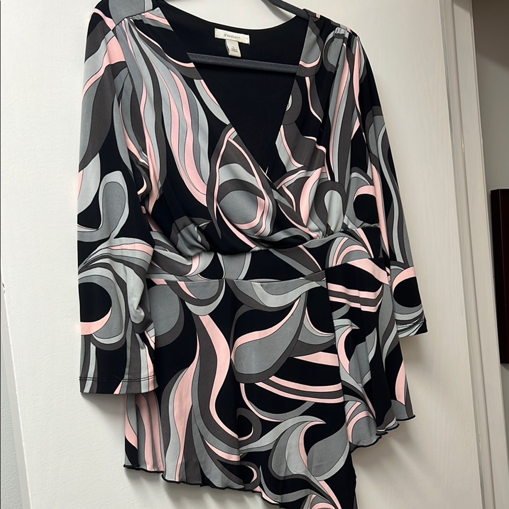 Retro Blouse Black Silver Pink